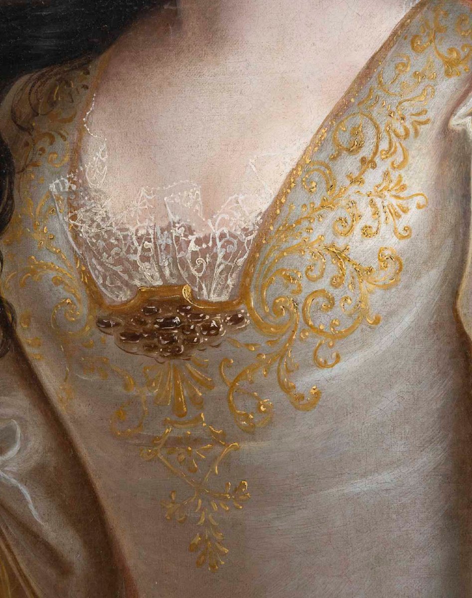  Grand Portrait d'une  Dame  De qualité, Attribué à François De Troy (1645-1730)-photo-2