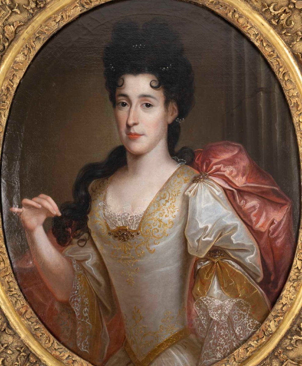  Grand Portrait d'une  Dame  De qualité, Attribué à François De Troy (1645-1730)-photo-4