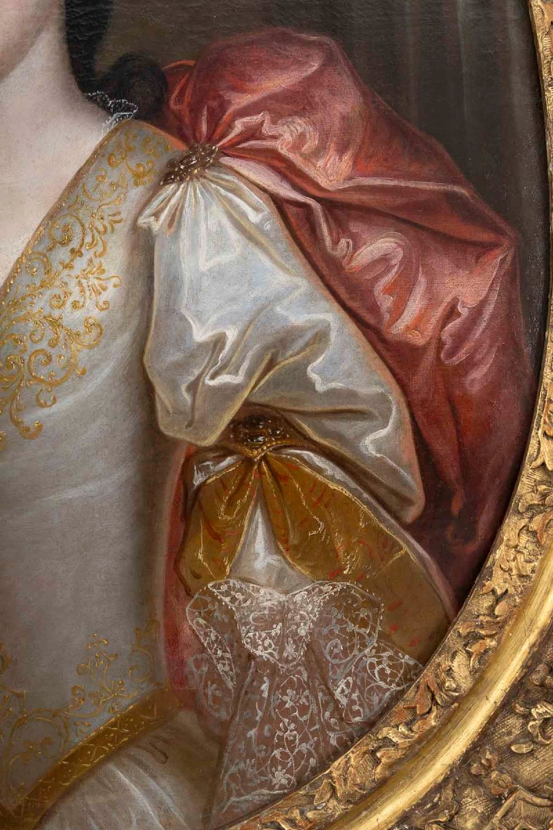  Grand Portrait d'une  Dame  De qualité, Attribué à François De Troy (1645-1730)-photo-2