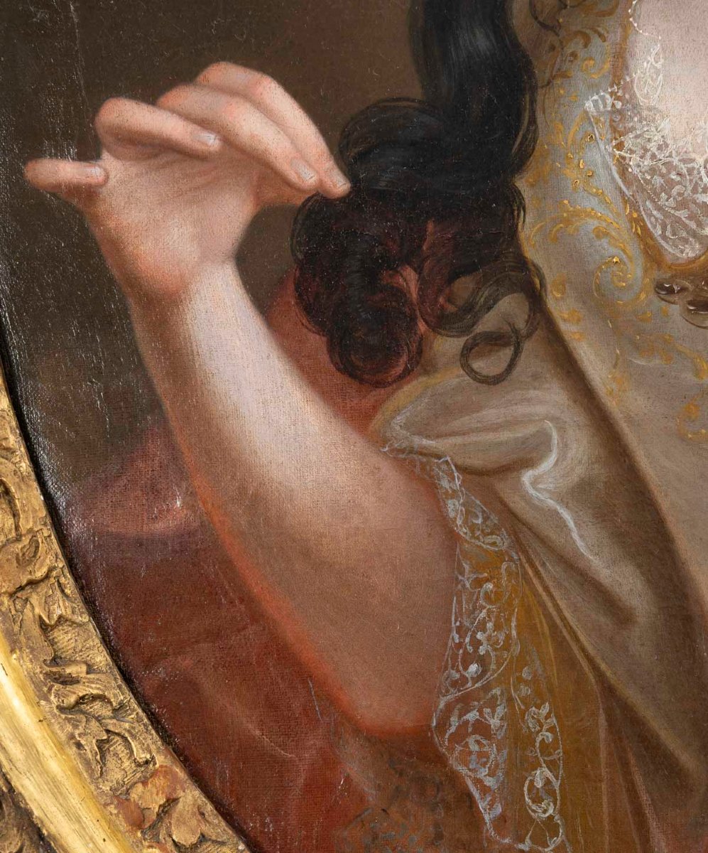  Grand Portrait d'une  Dame  De qualité, Attribué à François De Troy (1645-1730)-photo-3