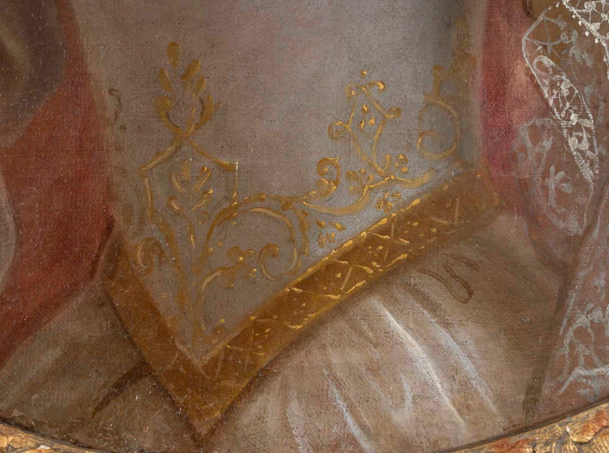  Grand Portrait d'une  Dame  De qualité, Attribué à François De Troy (1645-1730)-photo-4