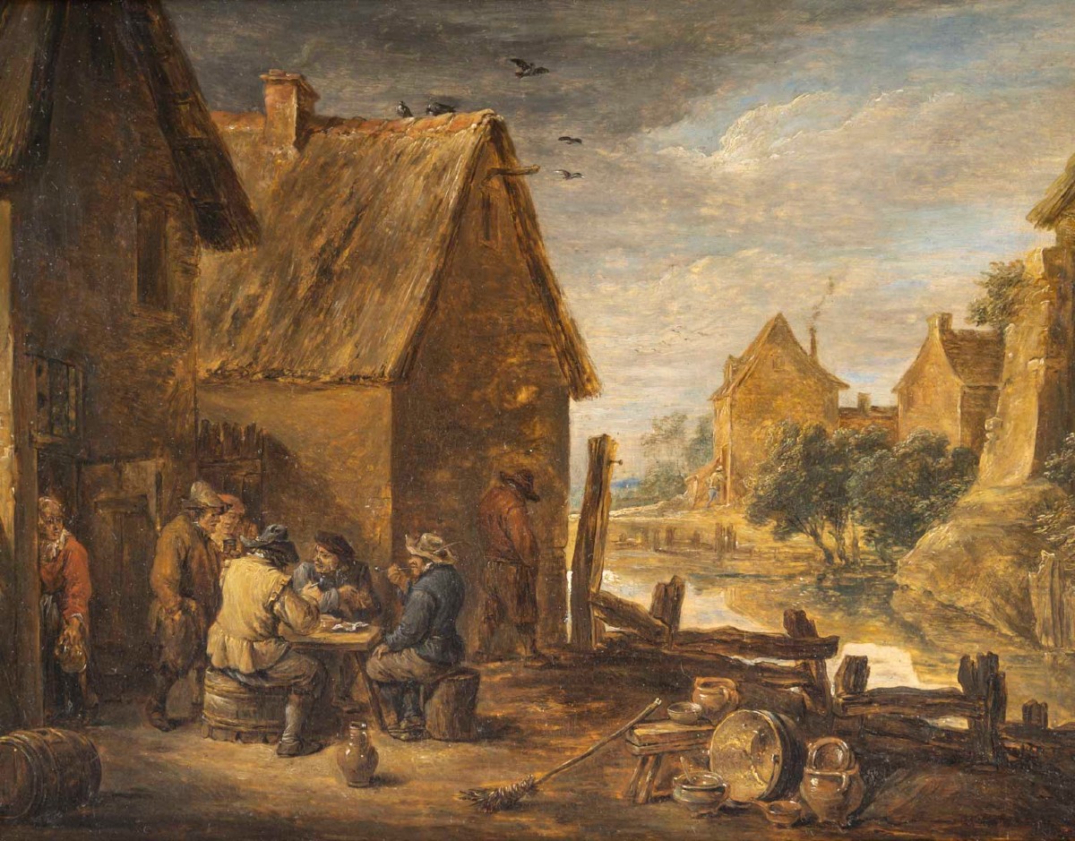 Landscape At The Tavern, Attributed To David Teniers The Younger (1610-1690)