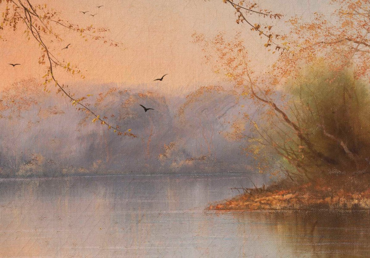 Nils Hans CHRISTIANSEN (1850-1922). Paysage au cerf-photo-3
