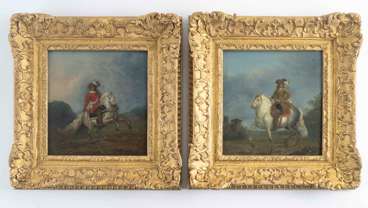 17th Century Dutch School. Pair Of Equestrian Portraits.-photo-3