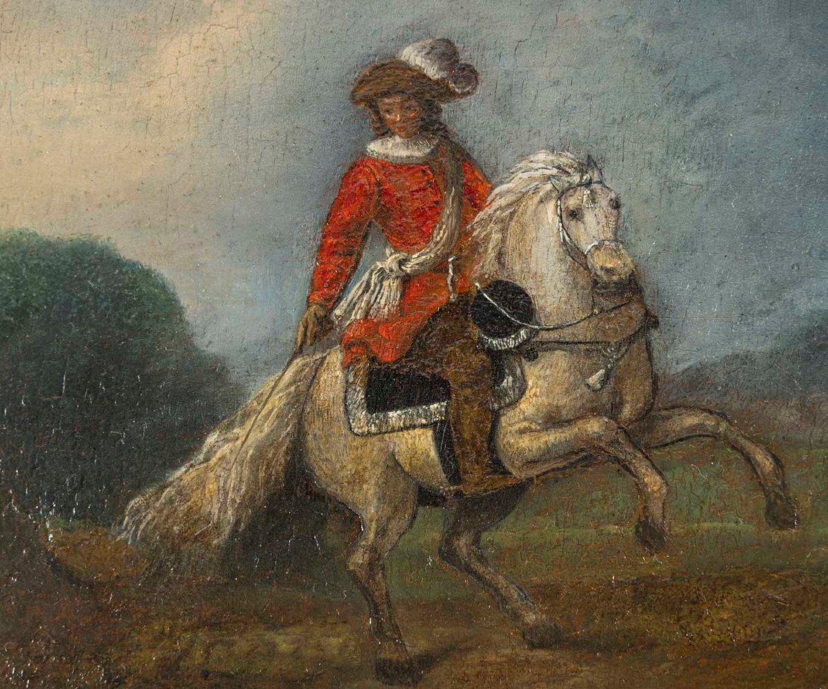 17th Century Dutch School. Pair Of Equestrian Portraits.-photo-3