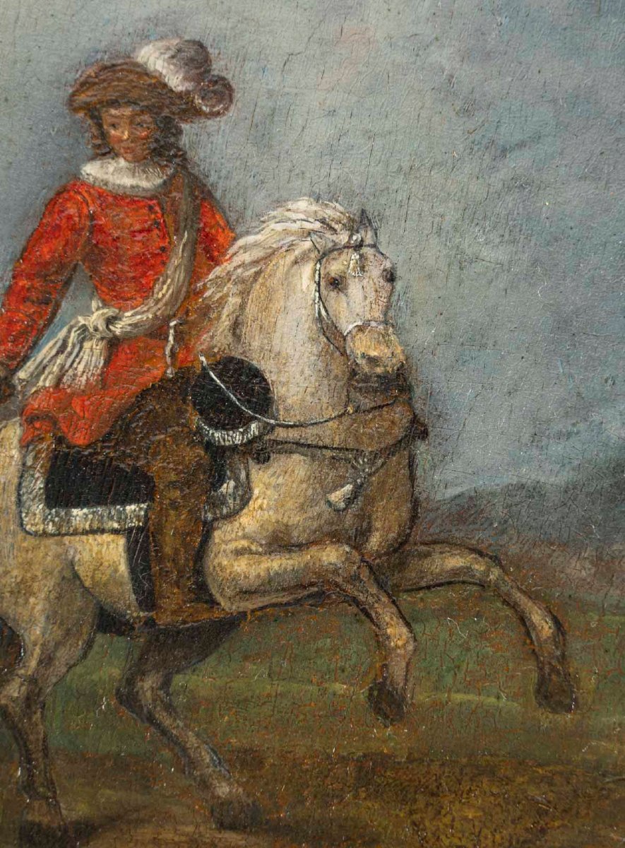17th Century Dutch School. Pair Of Equestrian Portraits.-photo-4