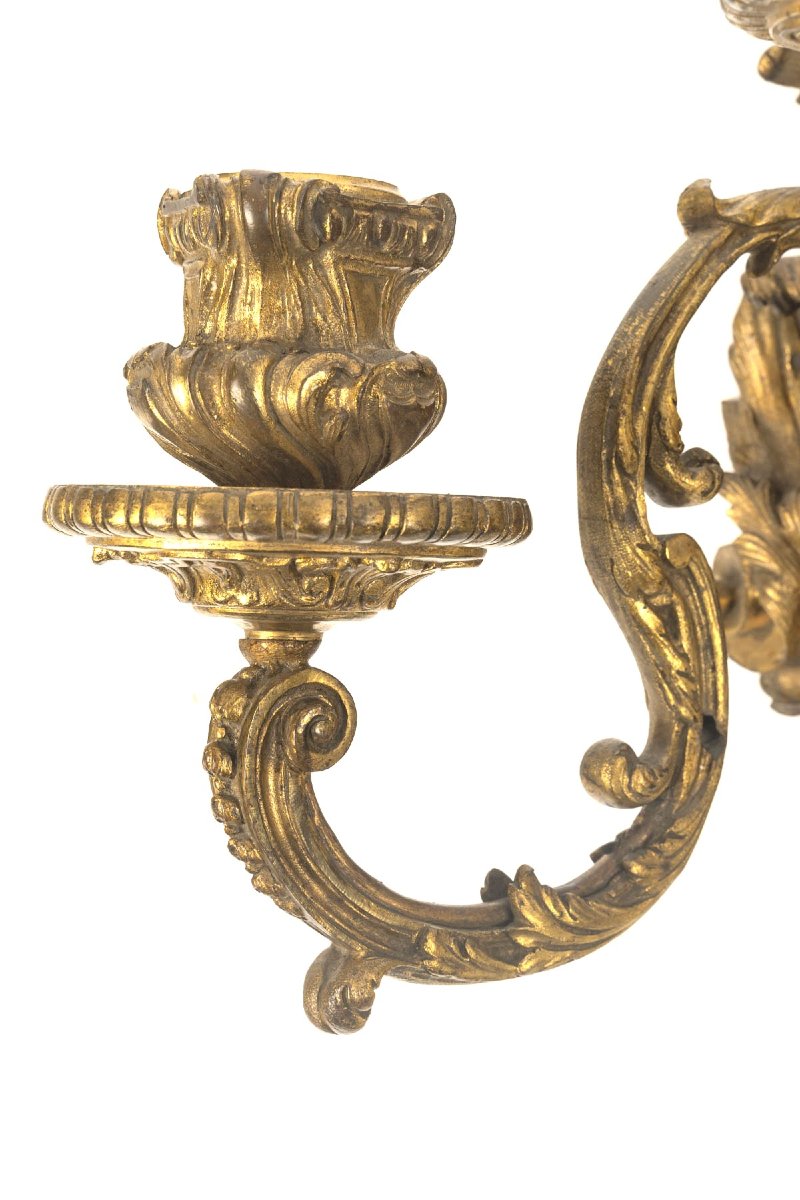 Paire d'appliques  bronze doré, style Régence, XIXème siècle-photo-4