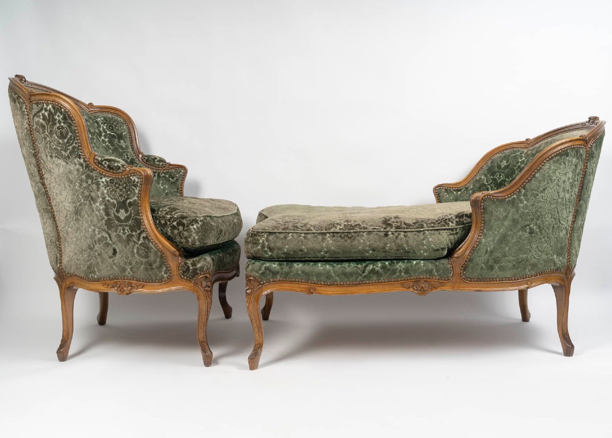 Duchesse Brisée de style Louis XV, XIXème siècle.-photo-2