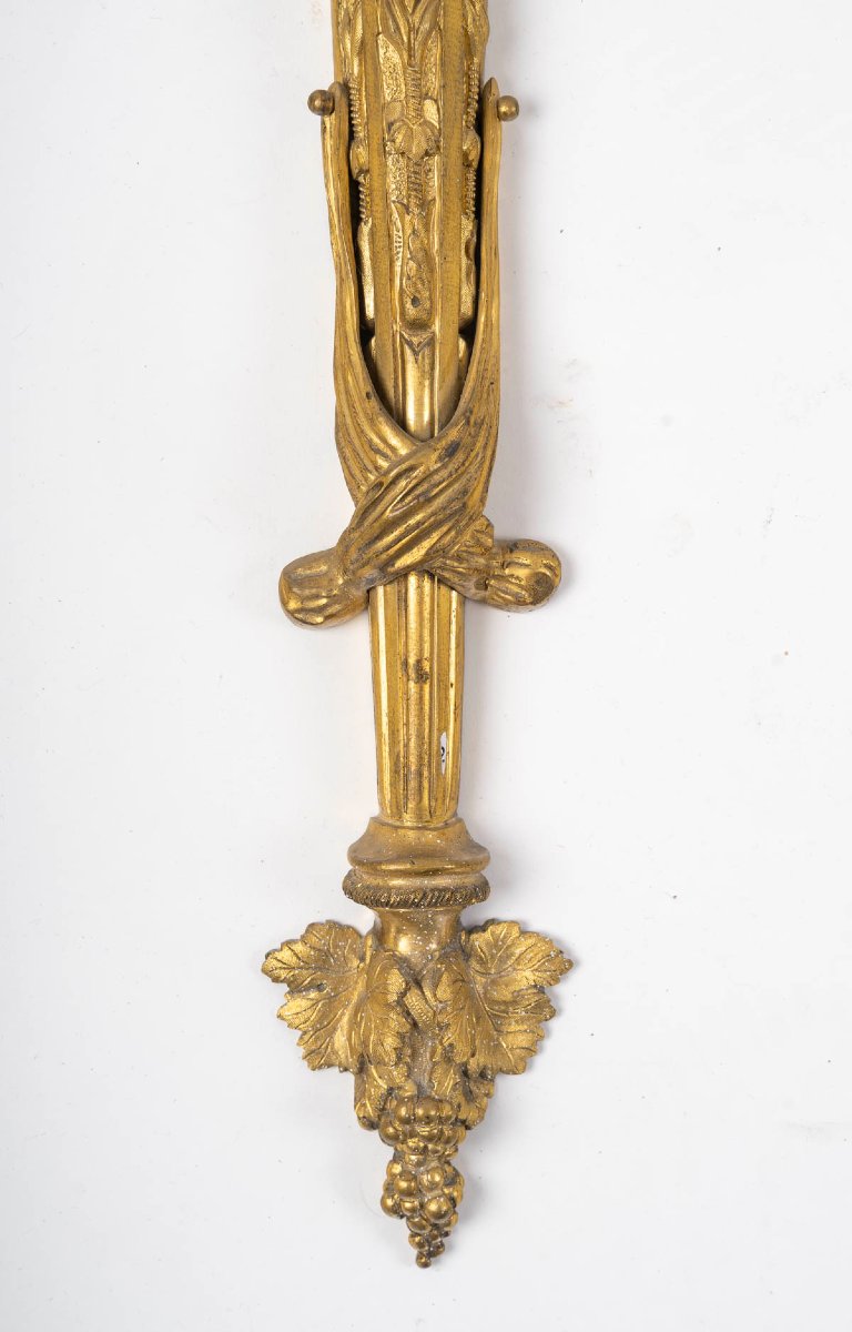 Paire d’appliques de style Louis XVI en bronze ciselé et doré, du XIXème -photo-4