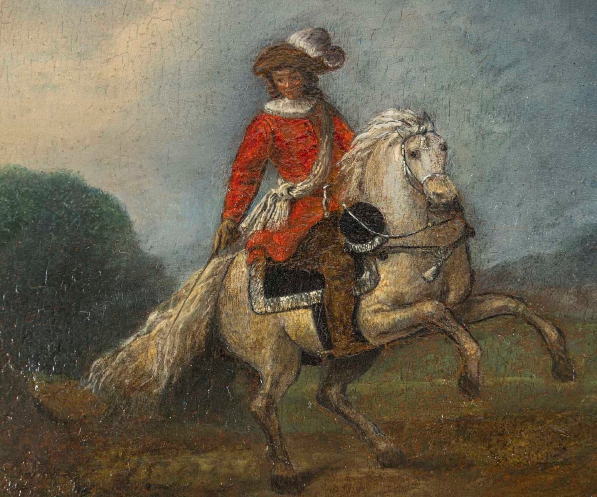 Pair Of Equestrian Portraits. 17th-century Dutch School -photo-3