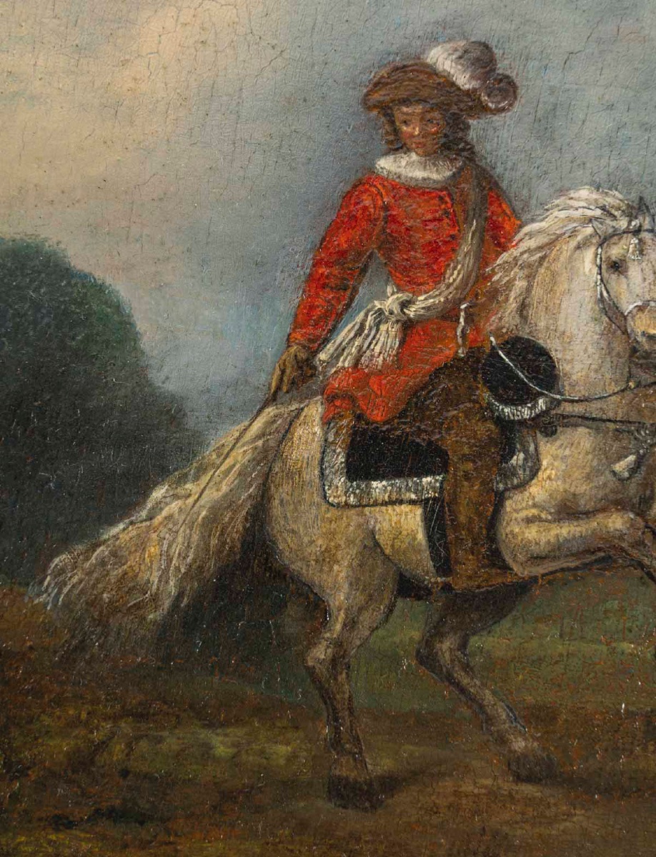 Pair Of Equestrian Portraits. 17th-century Dutch School -photo-3