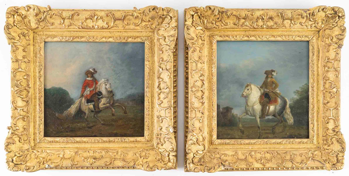 Pair Of Equestrian Portraits. 17th-century Dutch School 