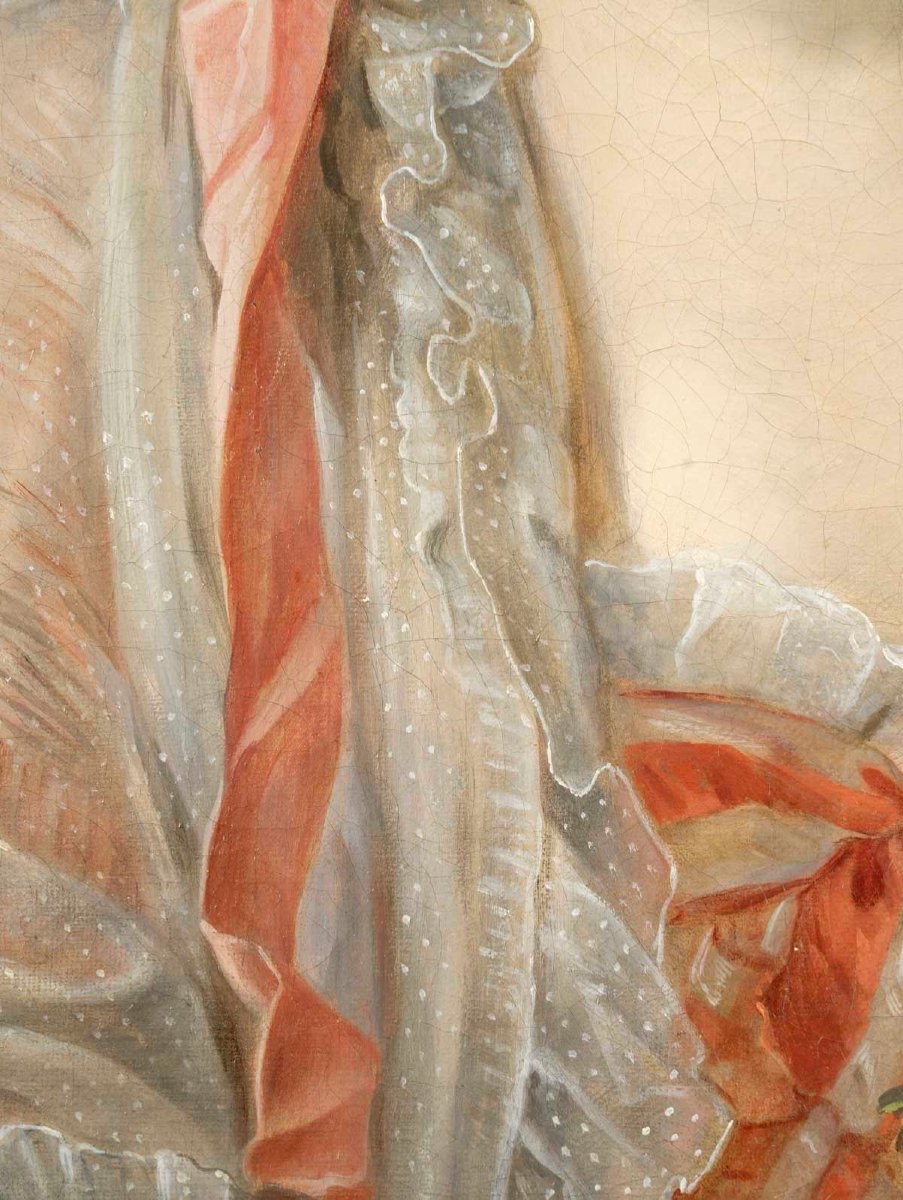 Grand portrait d’une Dame de qualité, attribué à Nicolas BRENET XVIIIème siècle -photo-4