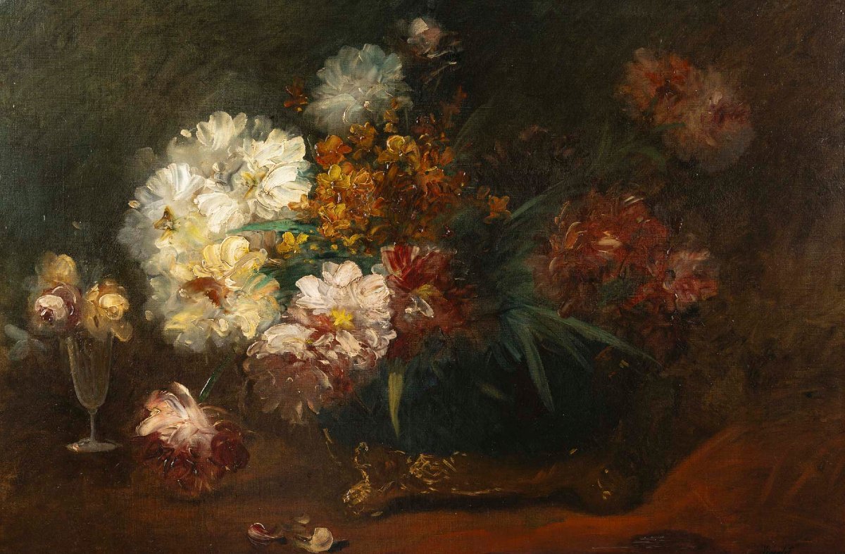 Victor VINCELET (1839-1871) Les pivoines-photo-2