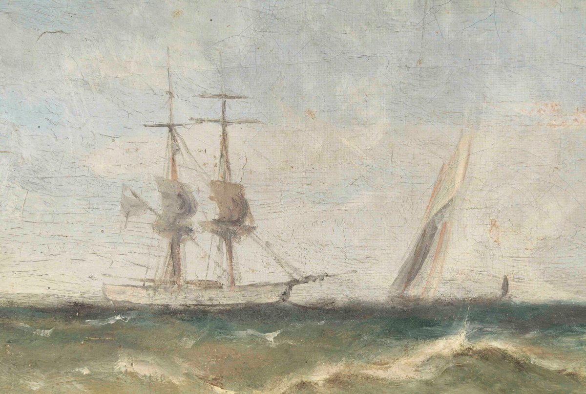 Paul Emmanuel GALLARD-LEPINAY (1842-1885). Sortie de port au Havre-photo-3