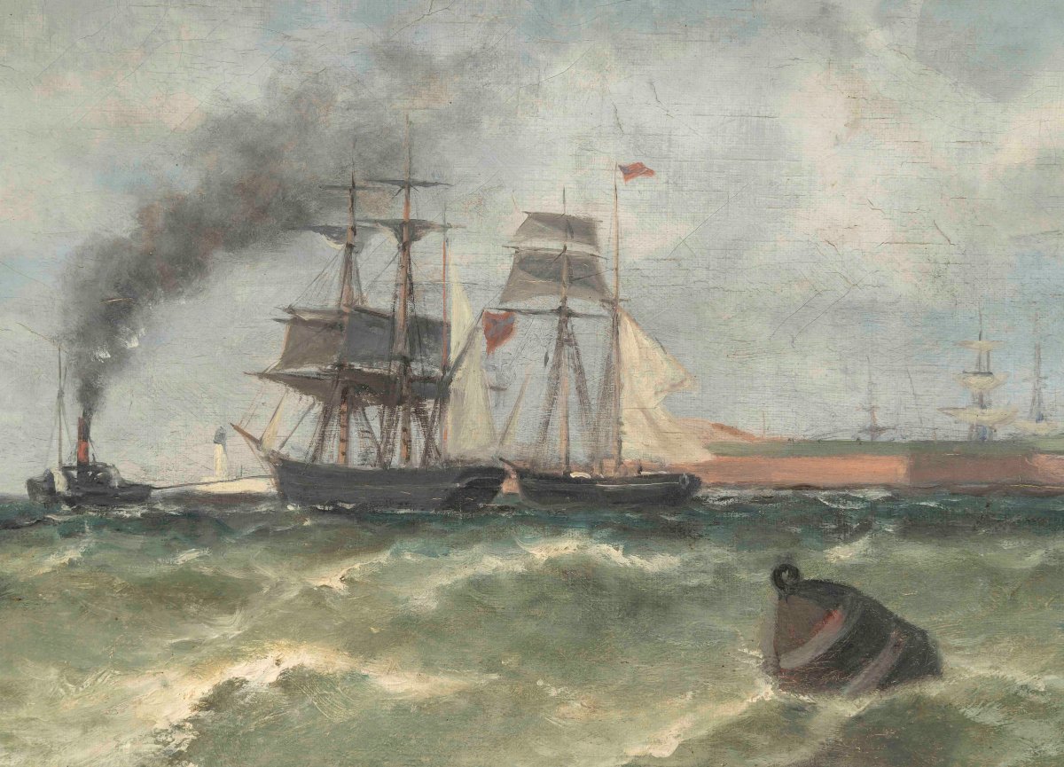Paul Emmanuel GALLARD-LEPINAY (1842-1885). Sortie de port au Havre-photo-5