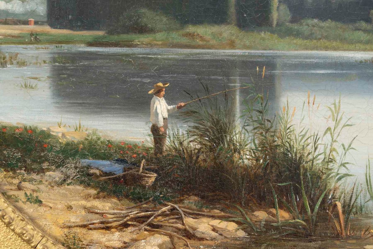 Fisherman By The Lake, Armand Bracony (1825–1894)-photo-3