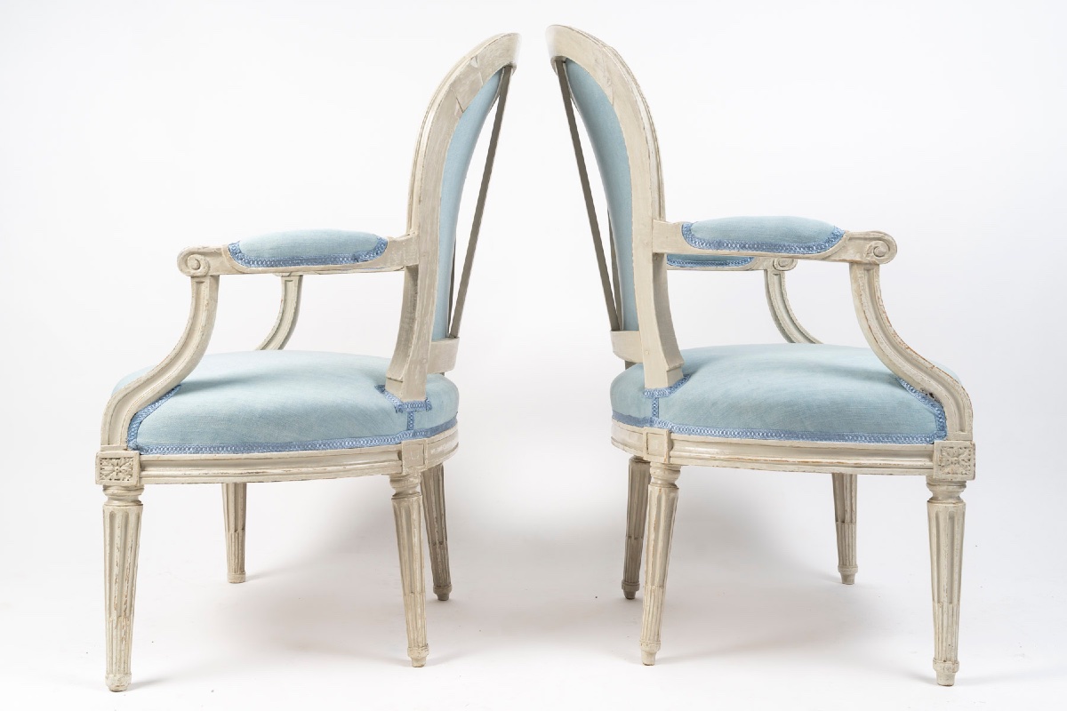 Paire de fauteuils d’époque Louis XVI, estampillés P Bernard 1766-photo-4