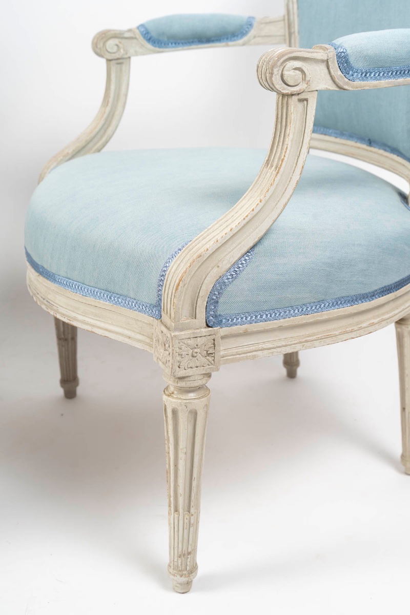 Paire de fauteuils d’époque Louis XVI, estampillés P Bernard 1766-photo-2