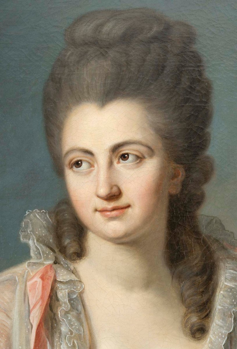 Portrait du XVIIIème siècle d'une dame de qualité , Attribué à Nicolas Guy Brenet(1728-1792)-photo-2