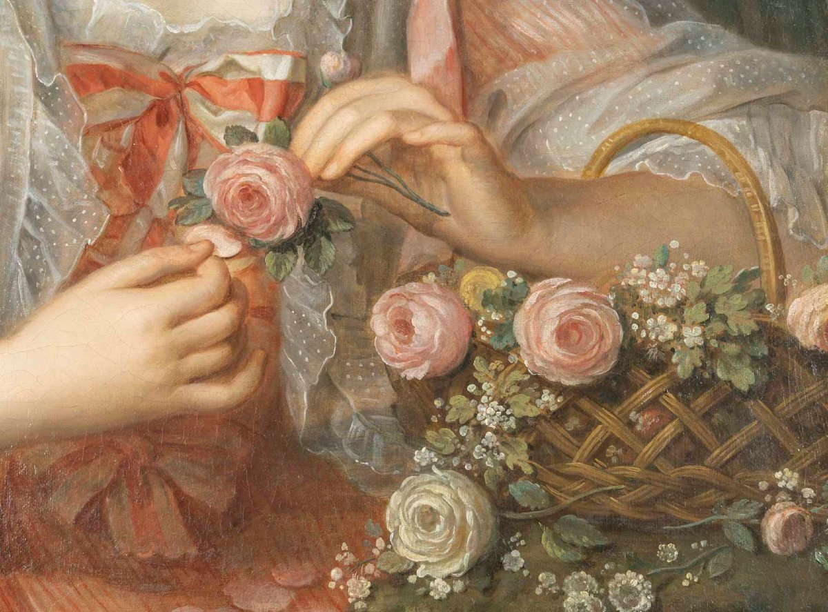 Portrait du XVIIIème siècle d'une dame de qualité , Attribué à Nicolas Guy Brenet(1728-1792)-photo-3