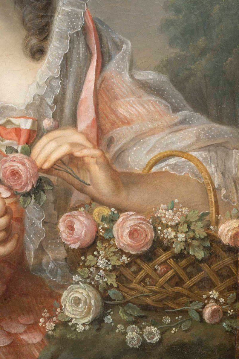 Portrait du XVIIIème siècle d'une dame de qualité , Attribué à Nicolas Guy Brenet(1728-1792)-photo-4