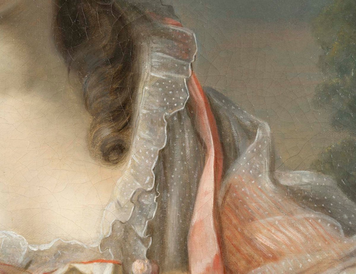 Portrait du XVIIIème siècle d'une dame de qualité , Attribué à Nicolas Guy Brenet(1728-1792)-photo-2