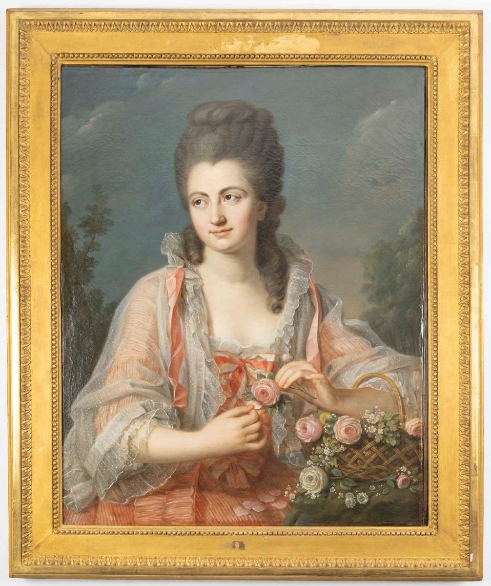 Portrait du XVIIIème siècle d'une dame de qualité , Attribué à Nicolas Guy Brenet(1728-1792)-photo-4