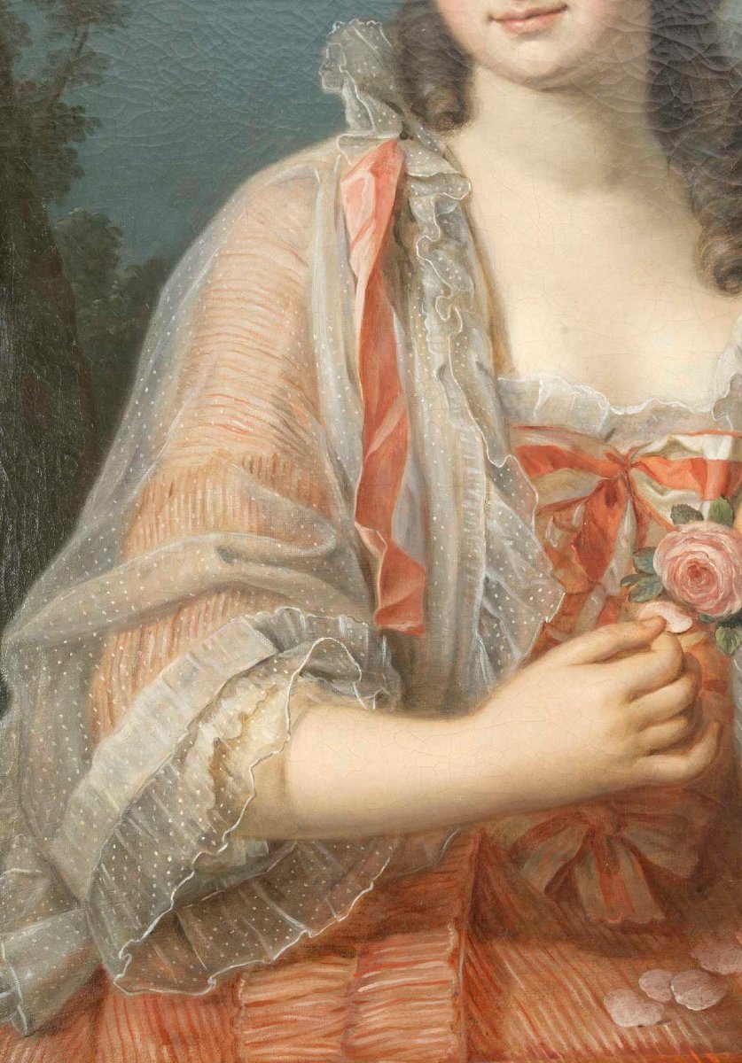 Portrait du XVIIIème siècle d'une dame de qualité , Attribué à Nicolas Guy Brenet(1728-1792)
