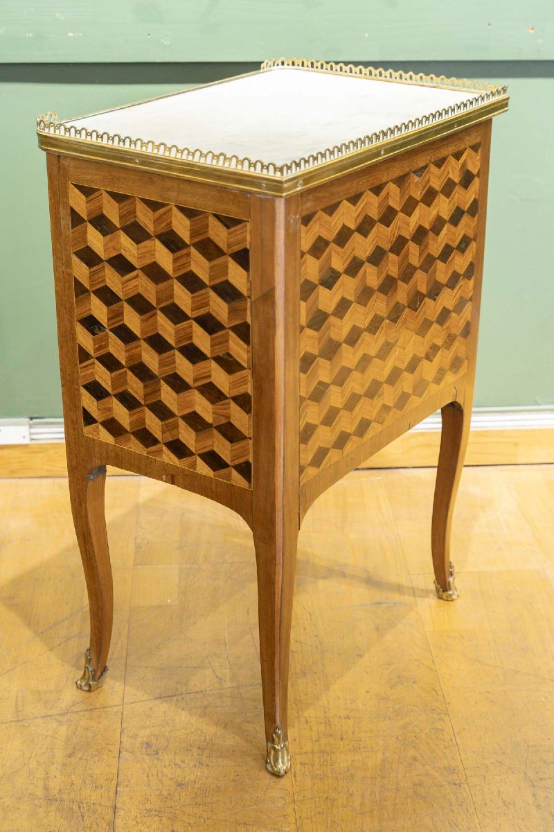 18th-century Louis XV Chest Of Drawers With Cube Marquetry-photo-4