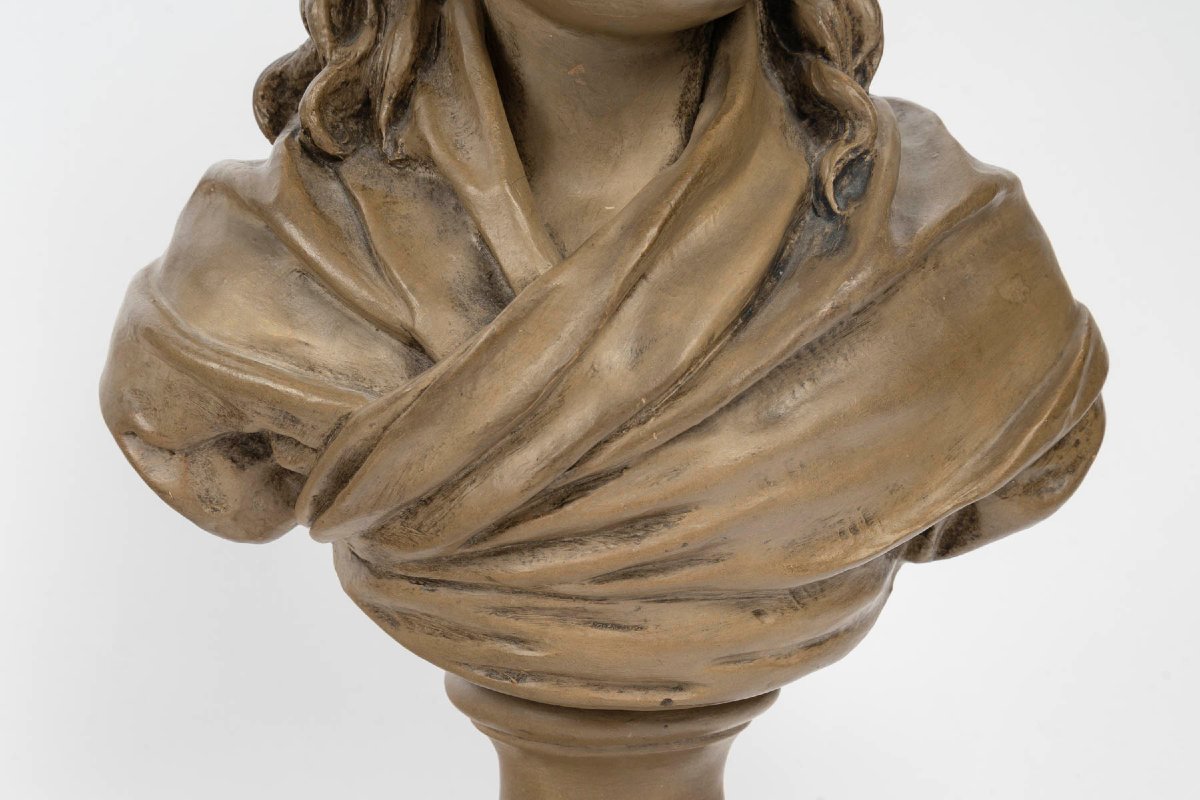 Buste en terre-cuite de Louis-Charles de France, futur Louis XVII, d'après Jean-Antoine HOUDON -photo-2
