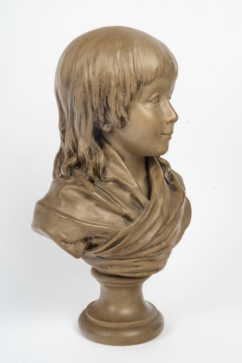 Buste en terre-cuite de Louis-Charles de France, futur Louis XVII, d'après Jean-Antoine HOUDON -photo-3