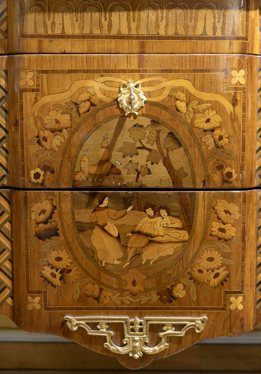 18th-century Transition-style Chest Of Drawers With Marquetry-photo-3