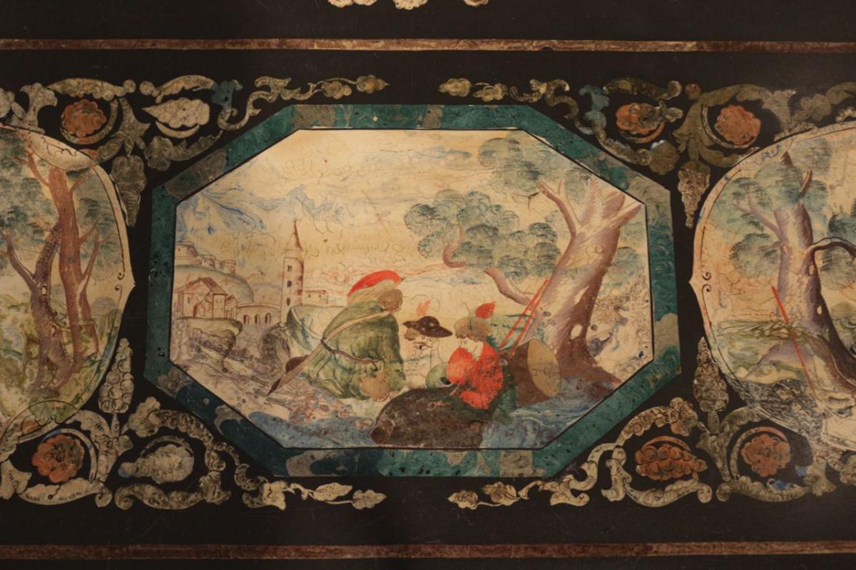 Grande Table Basse En Scagliola Du XIXème-photo-1