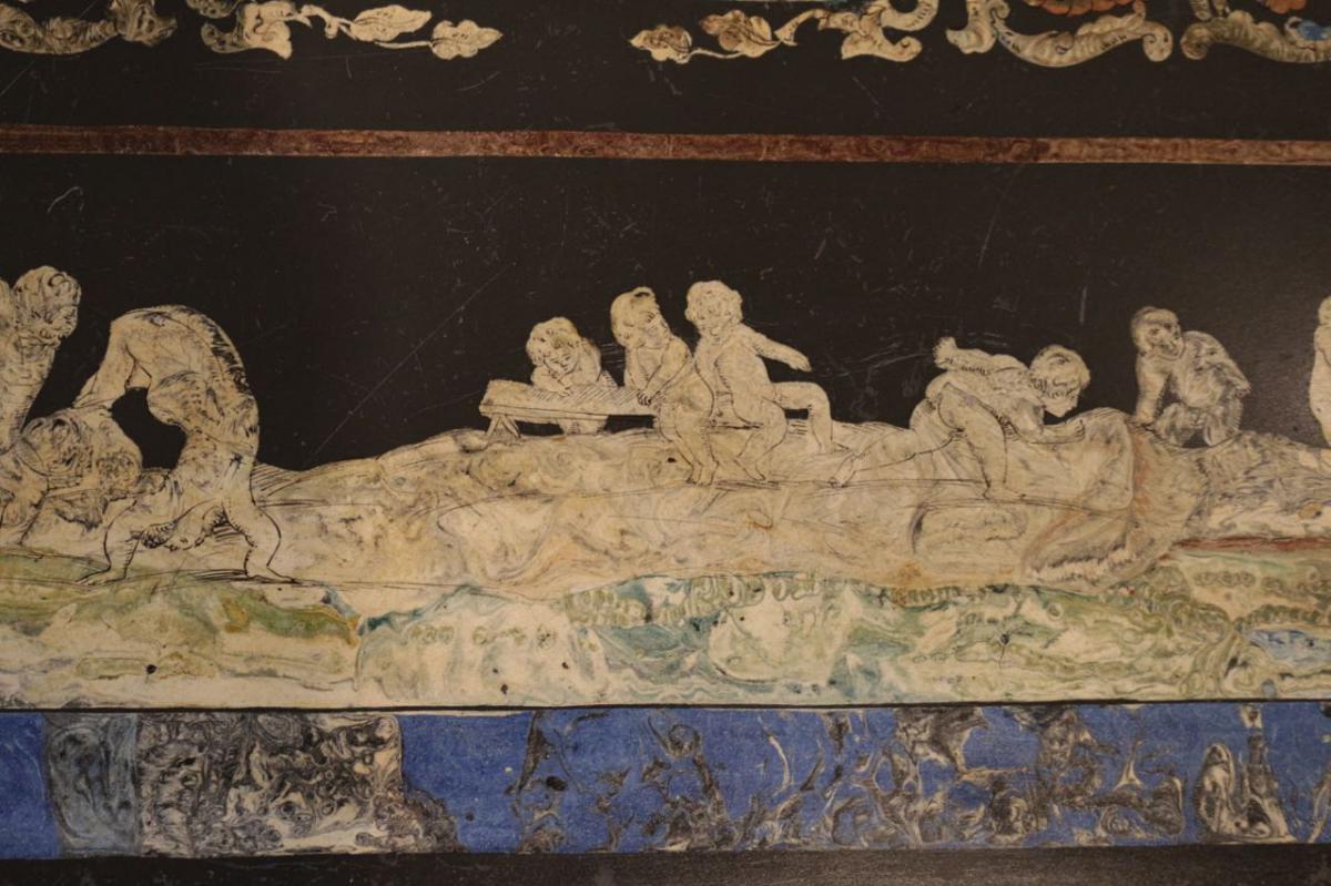 Grande Table Basse En Scagliola Du XIXème-photo-2