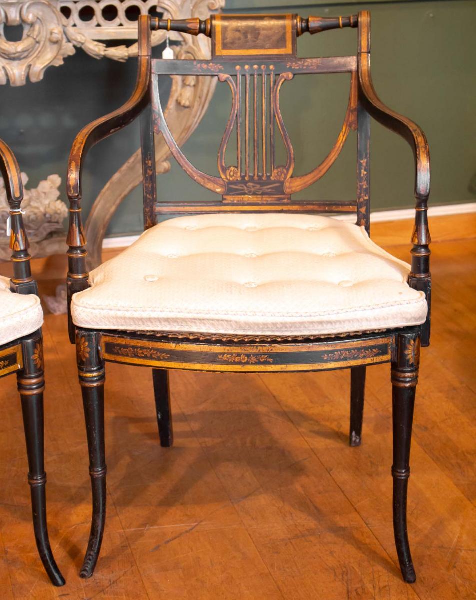 Paire De Fauteuils d'époque Regency. Angleterre 1810.-photo-2