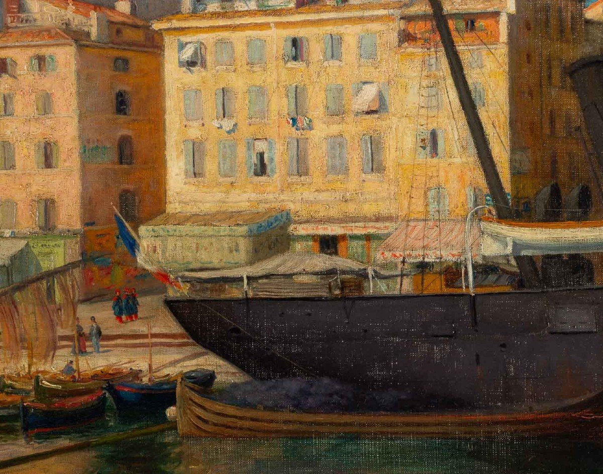 Henry Bouvet 1859-1945. The Port Of Marseilles.-photo-3