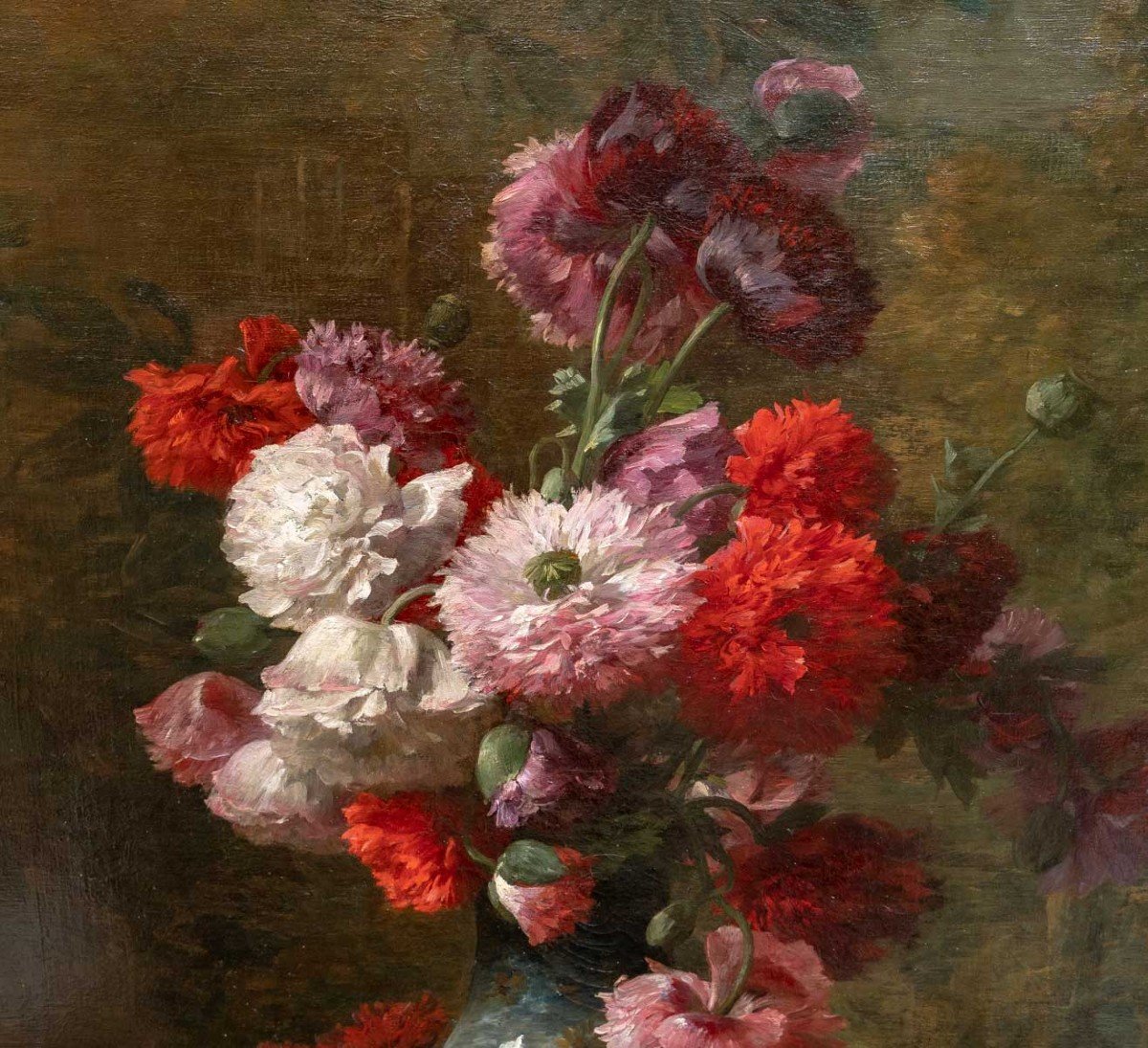 Louis-marie Lemaire 1824-1910. Large Bouquet Of Peonies.-photo-2