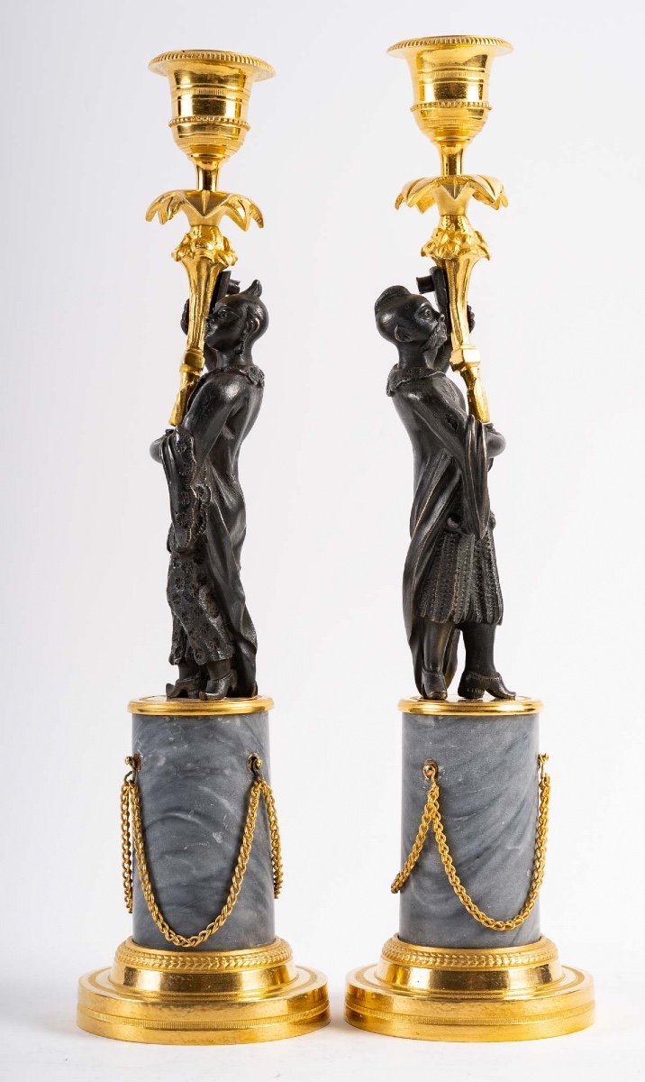 Paire De Candelabres Louis XVI. XVIII ème Siècle -photo-3