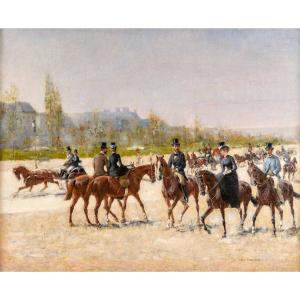 Maxime Dastugue (1851-1909). Couples Of Riders On Avenue Foch.