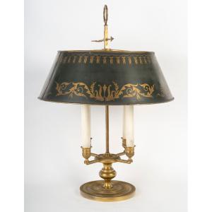 Lampe Bouillotte  En Bronze De Style Empire, Circa 1890