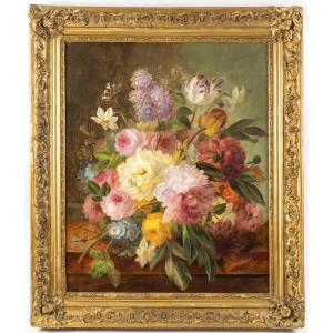 Edouard Diart 1840-1890 Still Life With Flowers