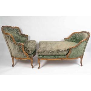Duchesse Brisée de style Louis XV, XIXème siècle.
