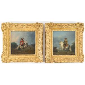 Pair Of Equestrian Portraits. 17th-century Dutch School