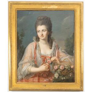 Large Portrait Of A Lady Of High Social Standing, Attributed To Nicolas Brenet, 18th Century