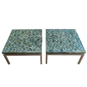 Pair Of Marble-inlaid Coffee Tables, 1970