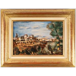 Henry de WAROQUIER (1881-1970). Village en Ombrie