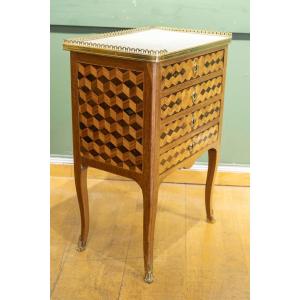 18th-century Louis XV Chest Of Drawers With Cube Marquetry