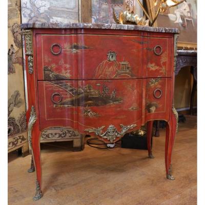 Commode In Vernis Martin Of Style Transition Of The XIXth Century