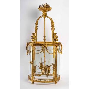 Large Lantern In Gilt Bronze Louis XVI Style.